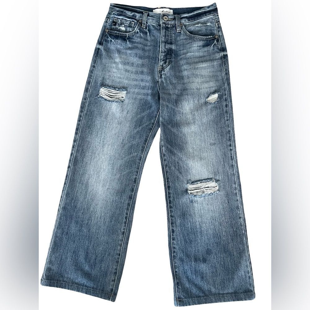 KanCan Blue Distressed Wide Leg Jeans